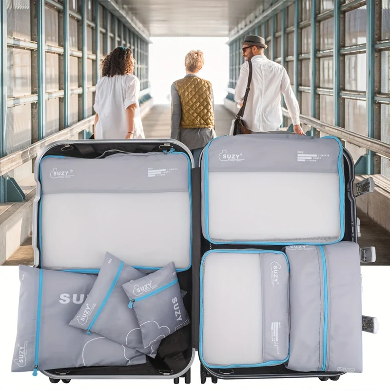 Euroselle 7 Piece Portable Suitcase Organizing Bag Set for Travel