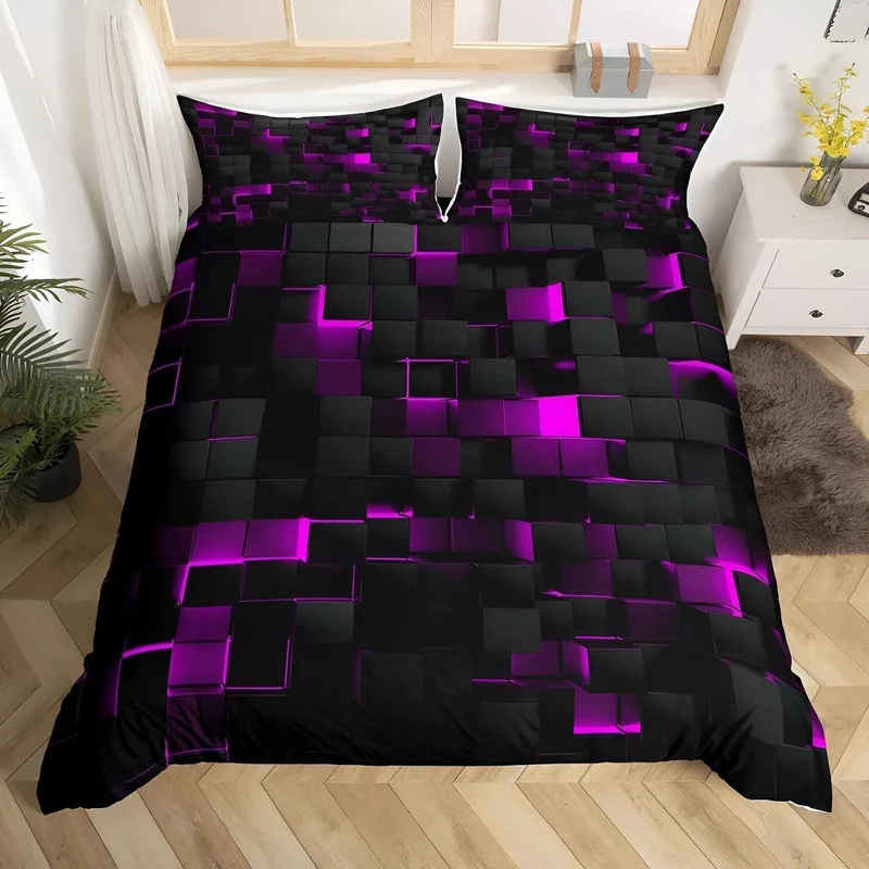 Euroselle Neon 3D Grid Duvet Cover Set With Pillowcases