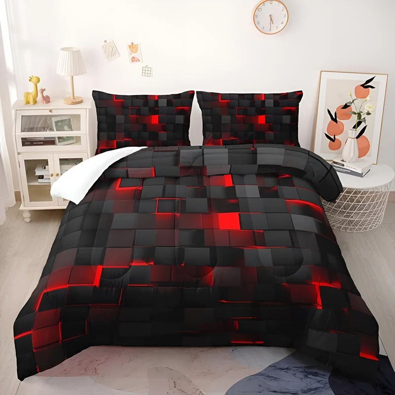 Euroselle Neon 3D Grid Duvet Cover Set With Pillowcases