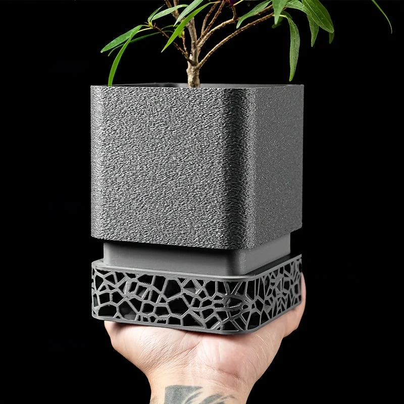 Euroselle Modern Geometric Planter With Drainage Tray For Clean Plant Display