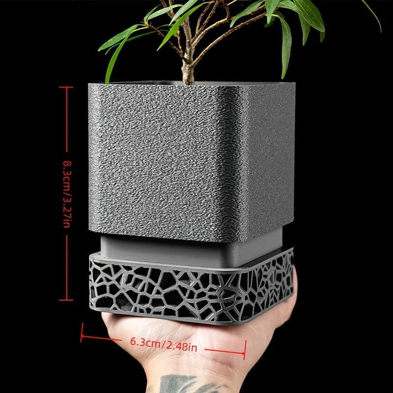 Euroselle Modern Geometric Planter With Drainage Tray For Clean Plant Display
