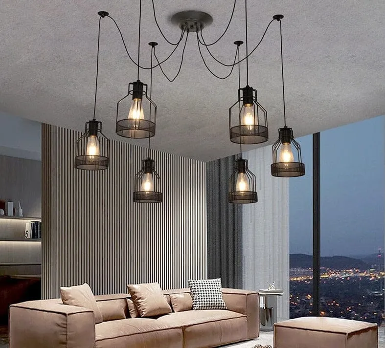 Vrimlo Farmhouse Iron Spider Chandelier Euroselle Industrial Style