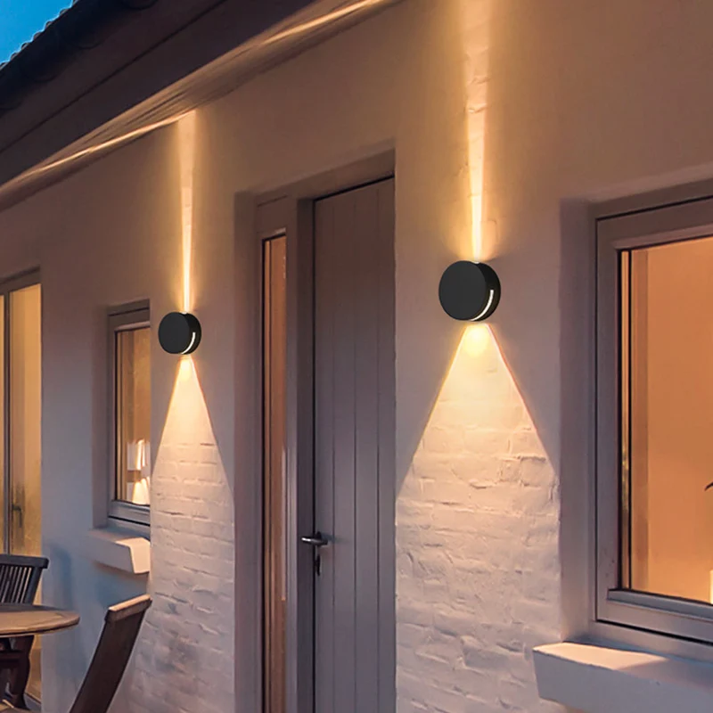 Euroselle Alvara Modern Black Cylinder Outdoor Up And Down LED Wall Light