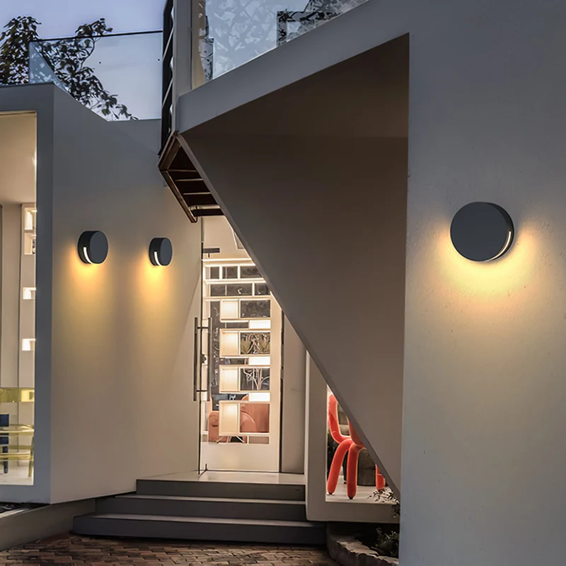 Euroselle Alvara Modern Black Cylinder Outdoor Up And Down LED Wall Light