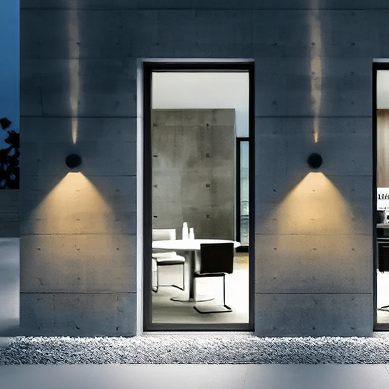 Euroselle Alvara Modern Black Cylinder Outdoor Up And Down LED Wall Light