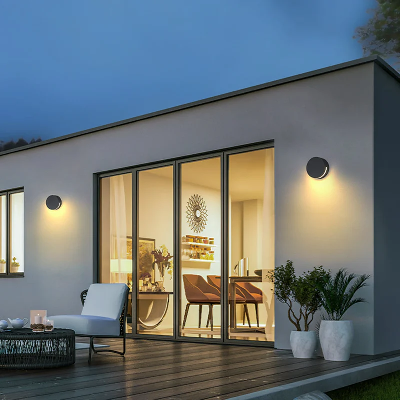 Euroselle Alvara Modern Black Cylinder Outdoor Up And Down LED Wall Light