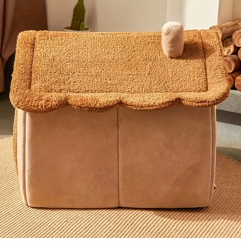 Euroselle Plush Enclosed Cat House For Winter Comfort
