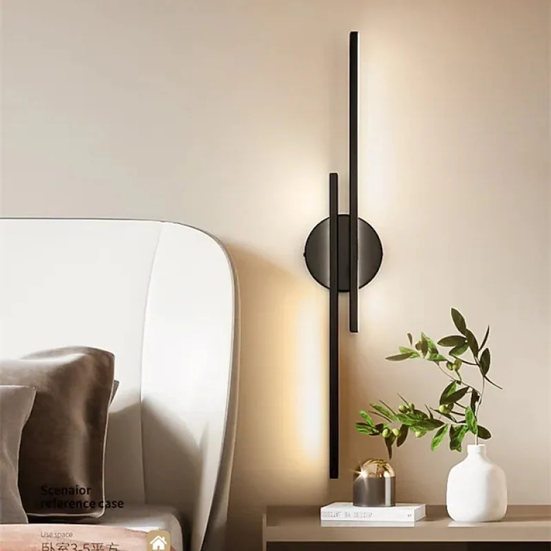 Euroselle Lumiara Twin Linear LED Wall Light Black And White Metal