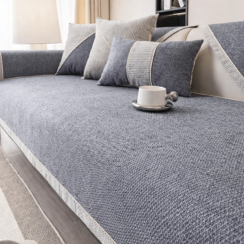 Euroselle Non-Slip Cotton Linen Sofa Throw Blanket for All-Season Comfort and Furniture Protection