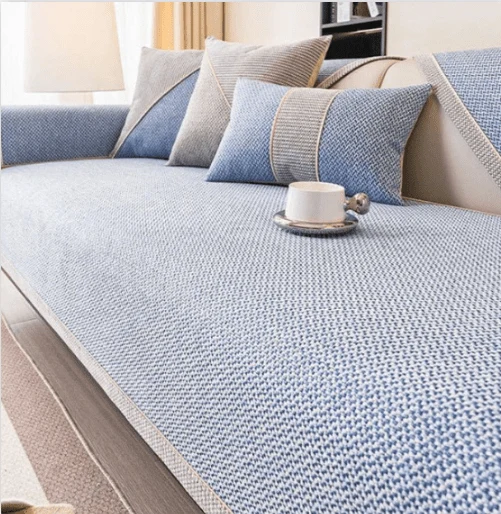 Euroselle Non-Slip Cotton Linen Sofa Throw Blanket for All-Season Comfort and Furniture Protection