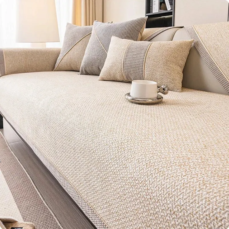 Euroselle Non-Slip Cotton Linen Sofa Throw Blanket for All-Season Comfort and Furniture Protection
