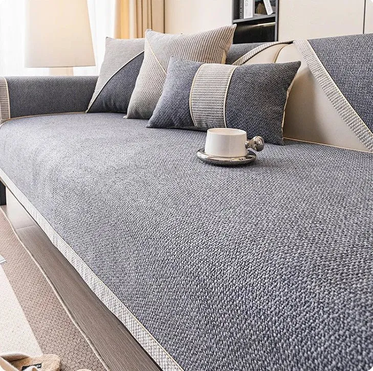 Euroselle Non-Slip Cotton Linen Sofa Throw Blanket for All-Season Comfort and Furniture Protection