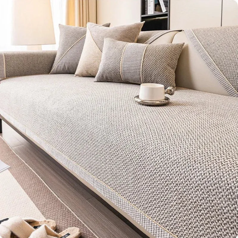 Euroselle Non-Slip Cotton Linen Sofa Throw Blanket for All-Season Comfort and Furniture Protection