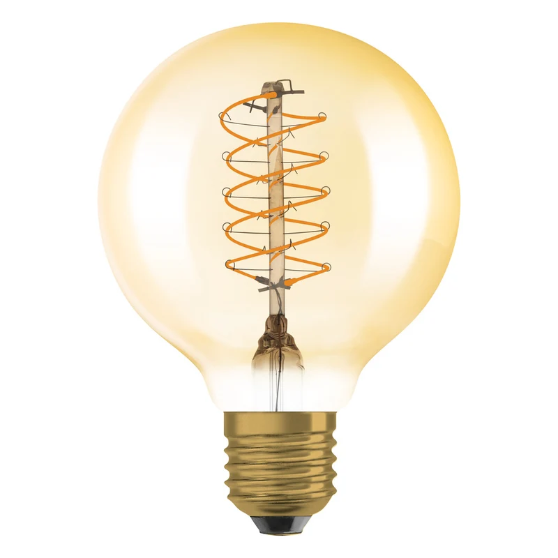 OSRAM VINTAGE 1906® LED Lampe LED CLASSIC SLIM FILAMENT Globe DIMMABLE 4.8W 822 Gold E27, 420 lm, 2200 K, Comfort warm white, 2er Pack