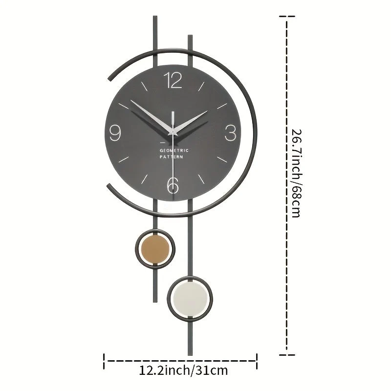 Euroselle Silent Scandinavian Iron Wall Clock Minimalist Contemporary