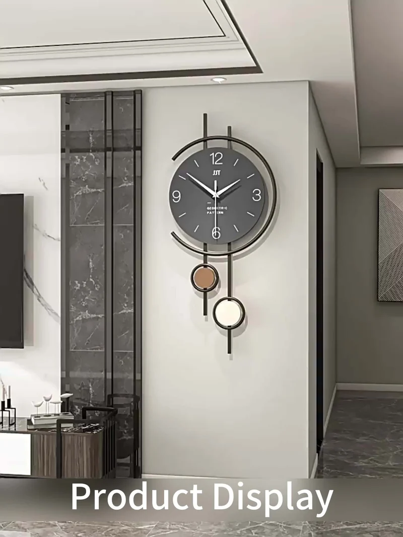 Euroselle Silent Scandinavian Iron Wall Clock Minimalist Contemporary