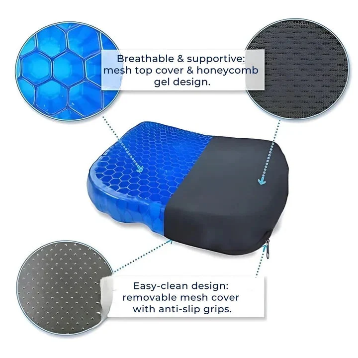 Euroselle Gel Seat Cushion For Tailbone And Back Support