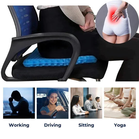 Euroselle Gel Seat Cushion For Tailbone And Back Support