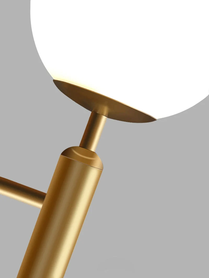 Euroselle Upright Milky Glass Ball LED Wall Light With Brushed Brass Fixture Mid Century Modern