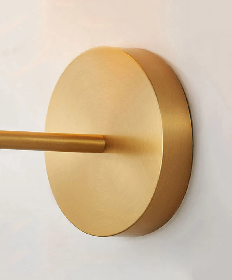 Euroselle Upright Milky Glass Ball LED Wall Light With Brushed Brass Fixture Mid Century Modern