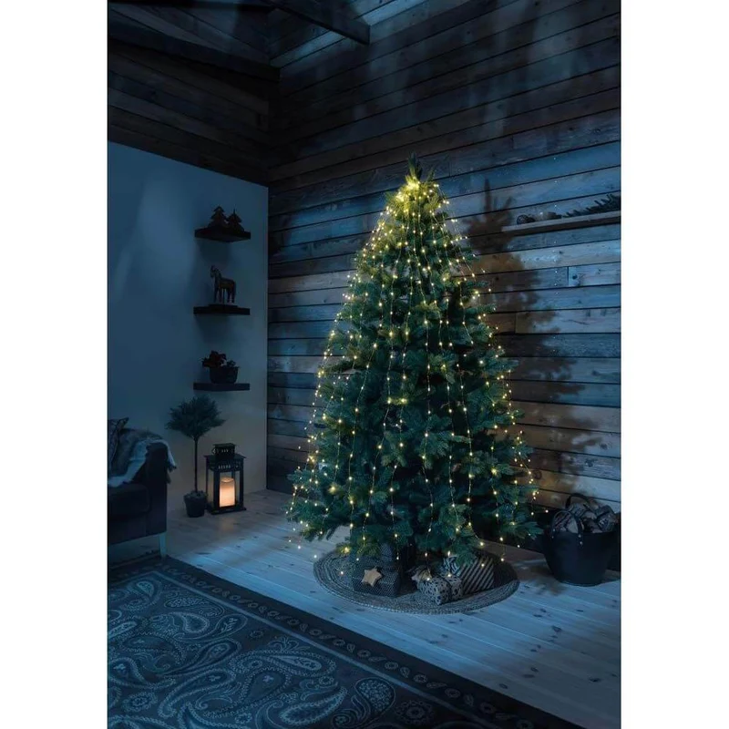 LED Baummantel mit Ring Ø 11 LED Tropfen 5 Stränge mit 36 Dioden 180 bernsteinfarbene Dioden