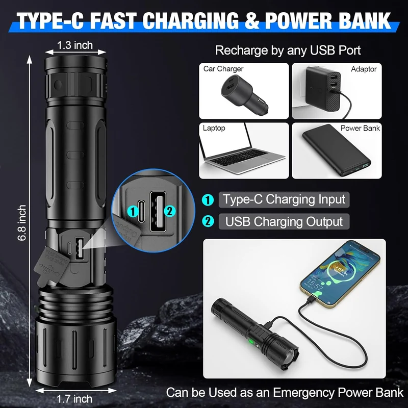 Euroselle Extreme Brightness Tactical Flashlight For Outdoors