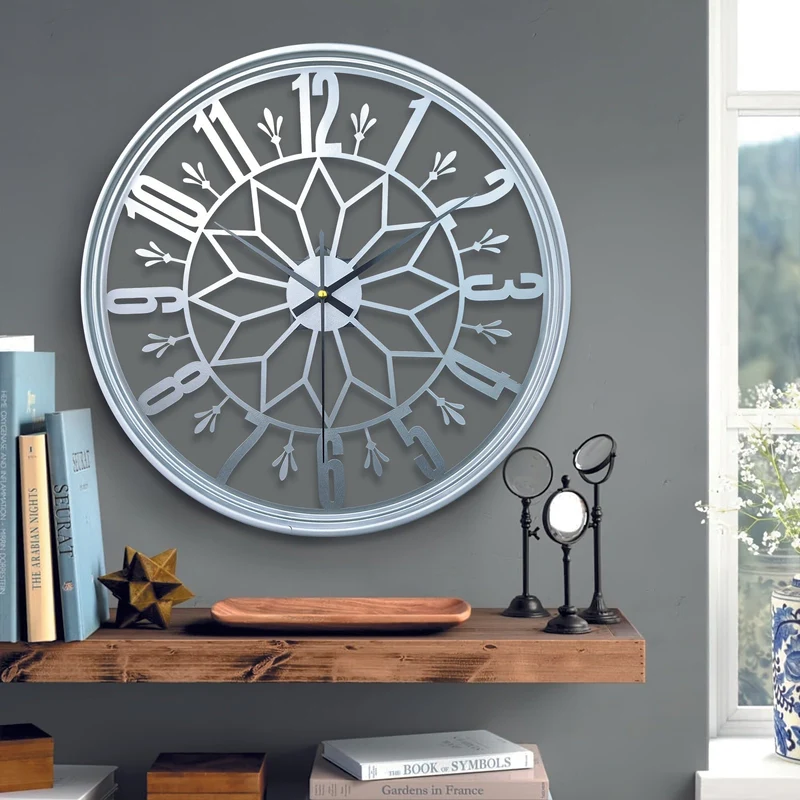 Euroselle Silent Statement Vintage Industrial Metal Wall Clock With Non-Ticking Movement