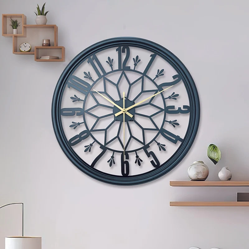 Euroselle Silent Statement Vintage Industrial Metal Wall Clock With Non-Ticking Movement