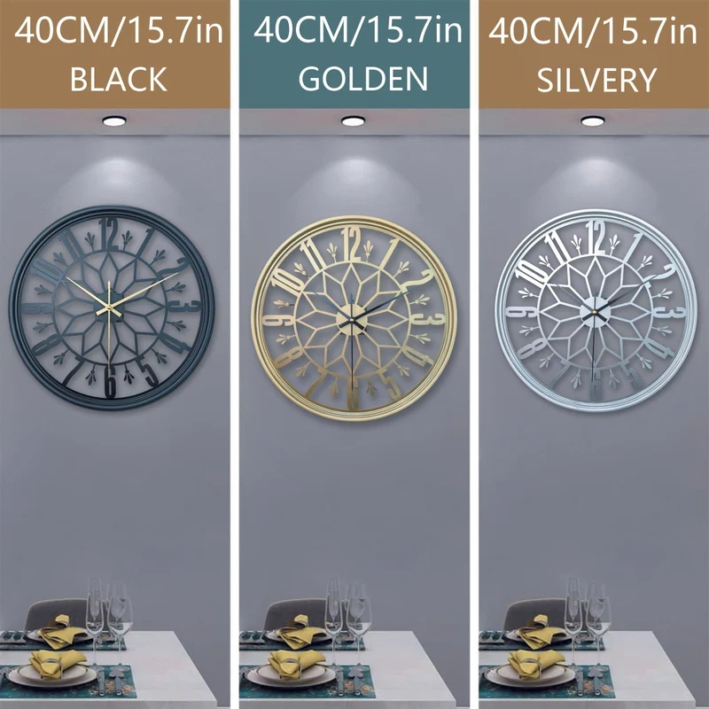 Euroselle Silent Statement Vintage Industrial Metal Wall Clock With Non-Ticking Movement