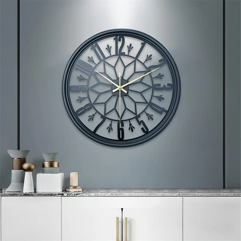 Euroselle Silent Statement Vintage Industrial Metal Wall Clock With Non-Ticking Movement