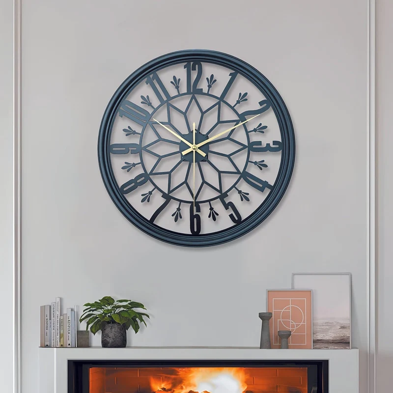 Euroselle Silent Statement Vintage Industrial Metal Wall Clock With Non-Ticking Movement