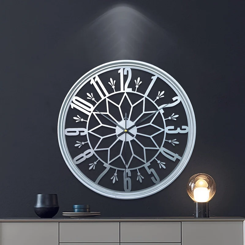 Euroselle Silent Statement Vintage Industrial Metal Wall Clock With Non-Ticking Movement