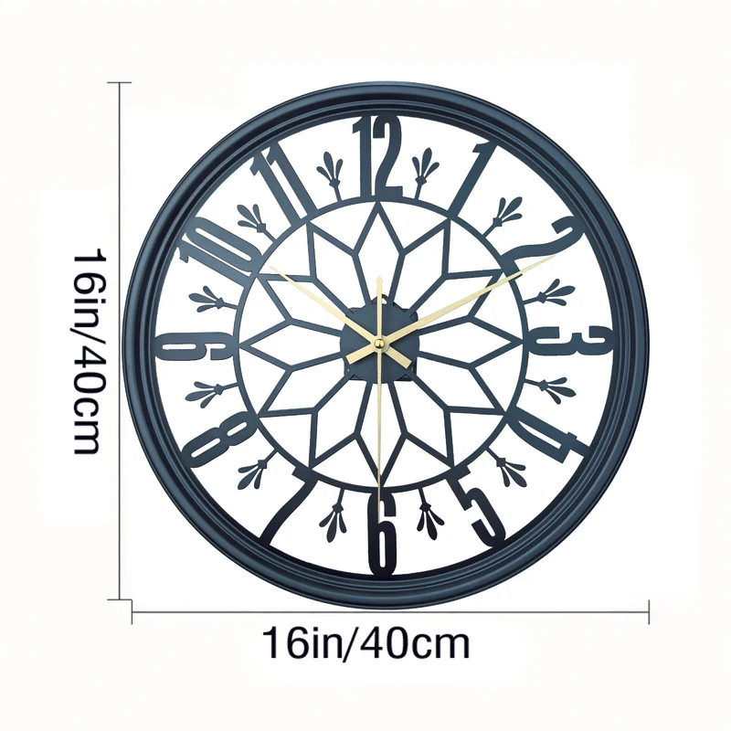 Euroselle Silent Statement Vintage Industrial Metal Wall Clock With Non-Ticking Movement