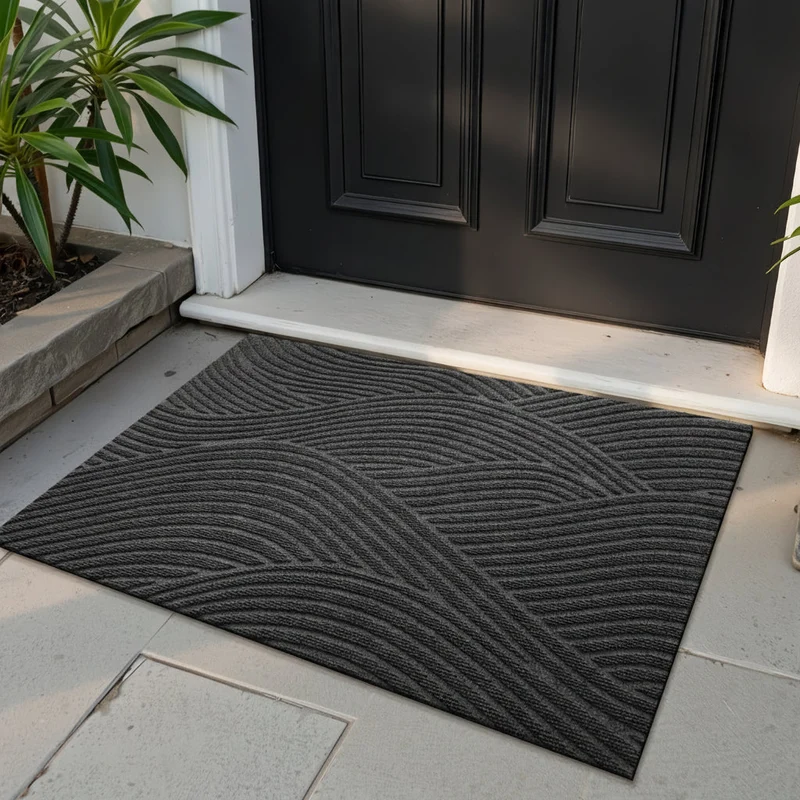 Euroselle Geometric Striped Doormat Non Slip Entrance Rug