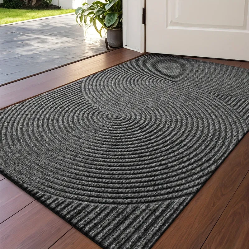 Euroselle Geometric Striped Doormat Non Slip Entrance Rug