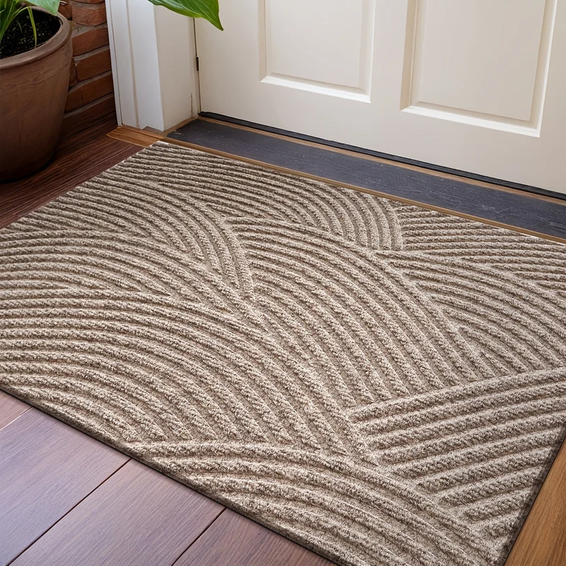 Euroselle Geometric Striped Doormat Non Slip Entrance Rug