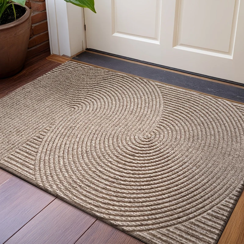 Euroselle Geometric Striped Doormat Non Slip Entrance Rug