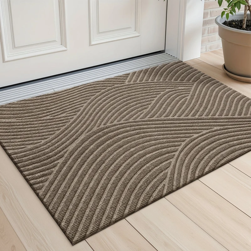 Euroselle Geometric Striped Doormat Non Slip Entrance Rug