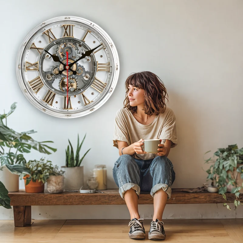 Euroselle Vintage Mechanical Wall Clock 2D Design Accent