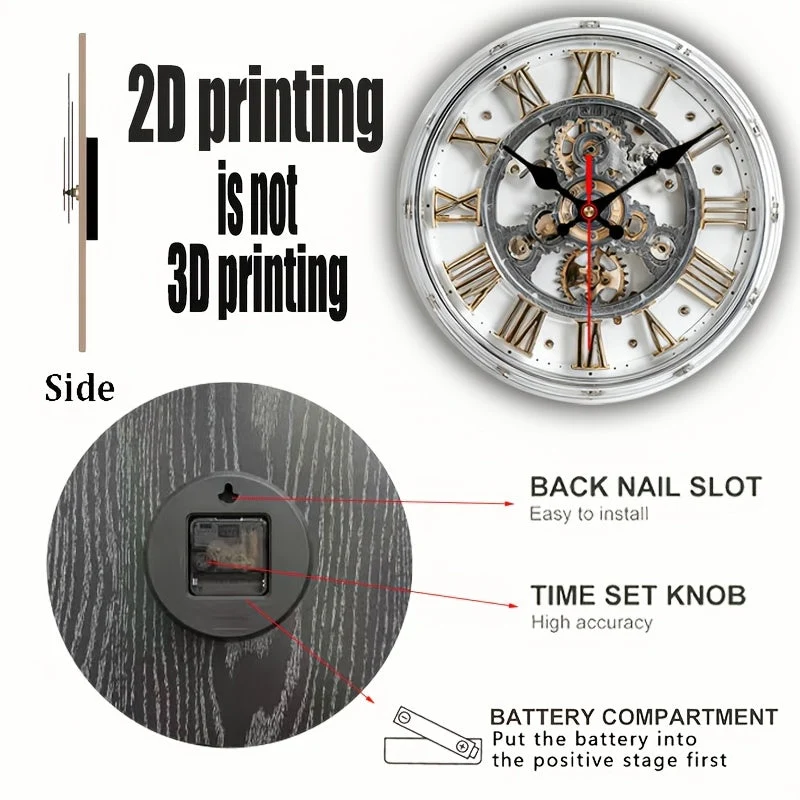 Euroselle Vintage Mechanical Wall Clock 2D Design Accent