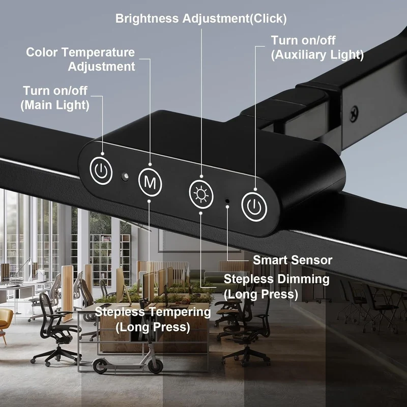 Euroselle 24W Adjustable LED Desk Lamp With Clamp Arm