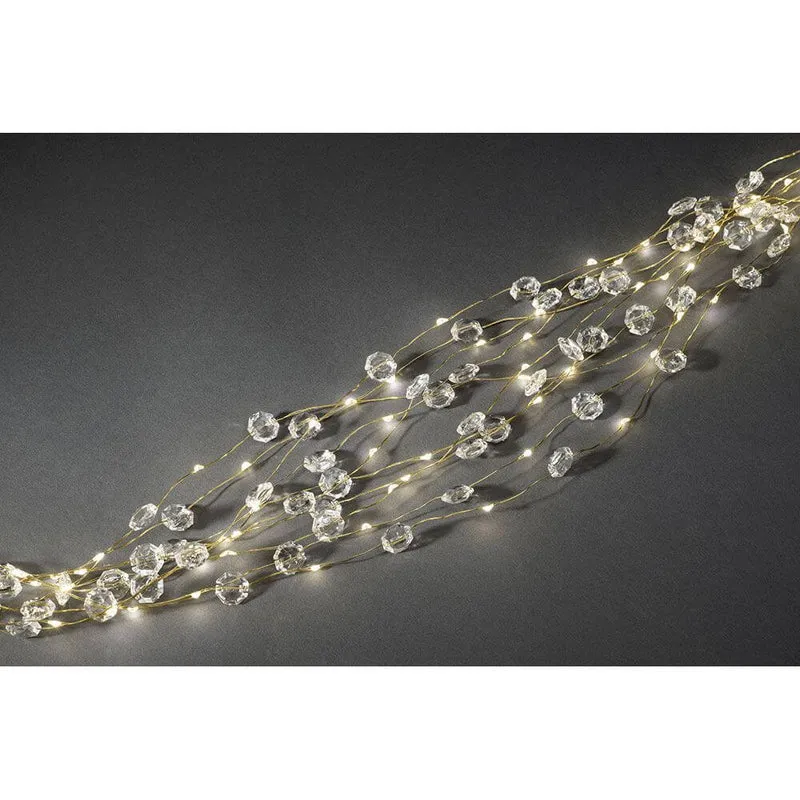 LED Diamantenlametta 24 Stränge mit 20 Dioden 480 Warmweiße Dioden goldfarbener Draht