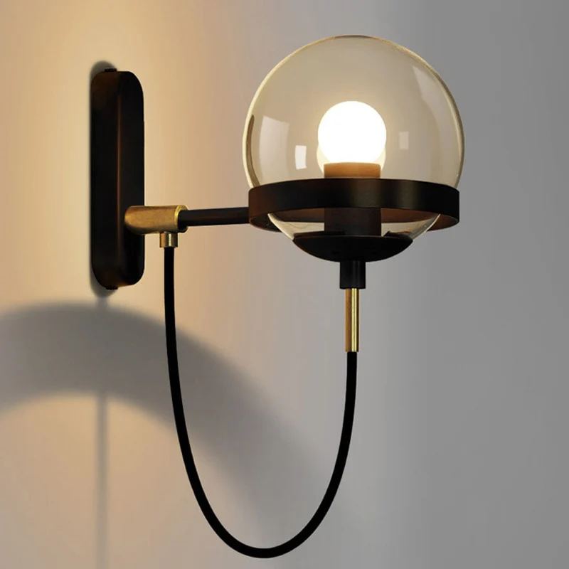 Lysora Wall Light by Euroselle Modern Postmodern Wall Fixture in Iron and Glass