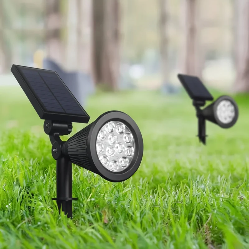 Euroselle Outdoor Solar Landscape Lights 2-Pack LED Spotlights With Three-Level Dimming IP44