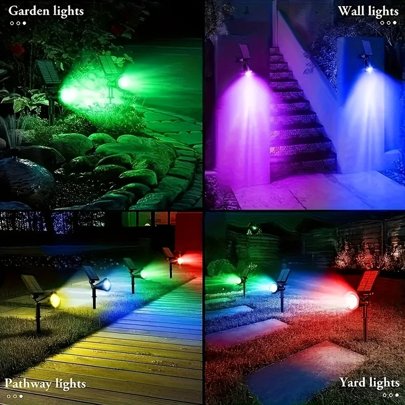 Euroselle Outdoor Solar Landscape Lights 2-Pack LED Spotlights With Three-Level Dimming IP44