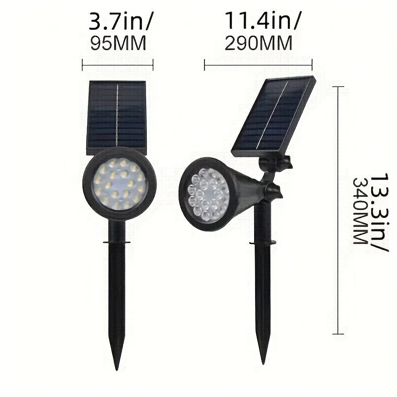 Euroselle Outdoor Solar Landscape Lights 2-Pack LED Spotlights With Three-Level Dimming IP44