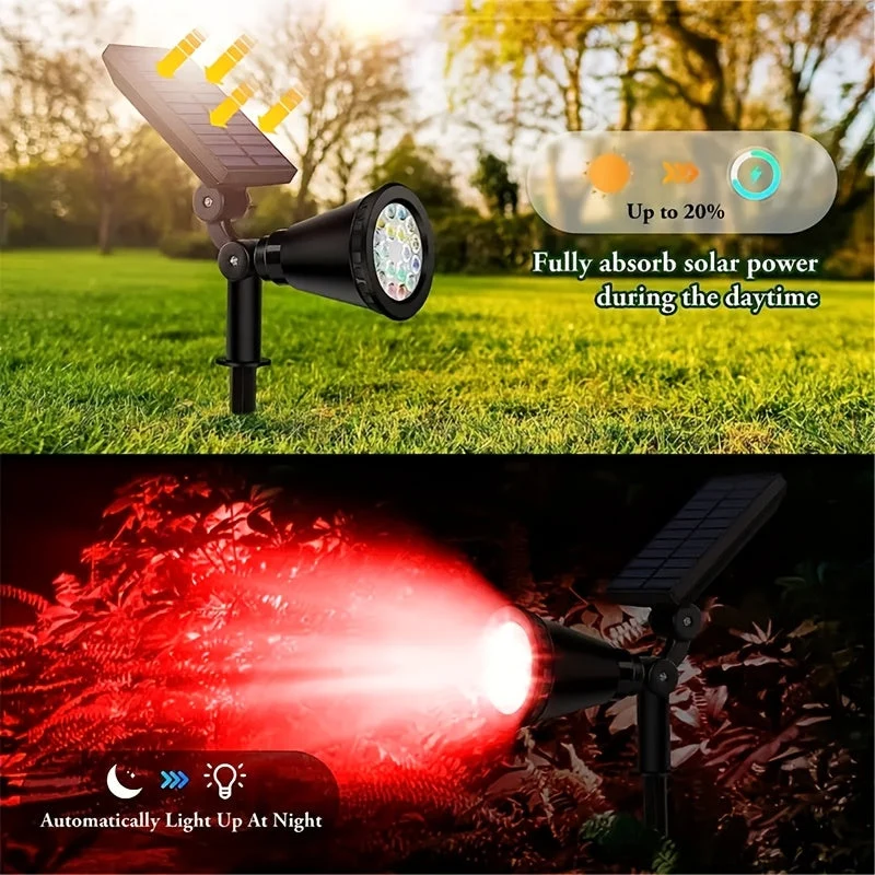 Euroselle Outdoor Solar Landscape Lights 2-Pack LED Spotlights With Three-Level Dimming IP44