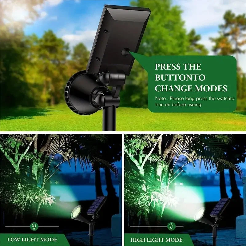 Euroselle Outdoor Solar Landscape Lights 2-Pack LED Spotlights With Three-Level Dimming IP44