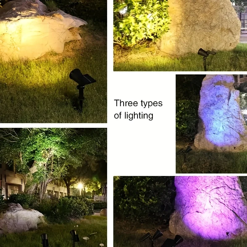 Euroselle Outdoor Solar Landscape Lights 2-Pack LED Spotlights With Three-Level Dimming IP44