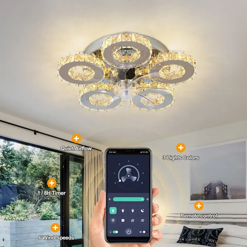 Euroselle Nico Fan Ceiling Fixture For Living Spaces